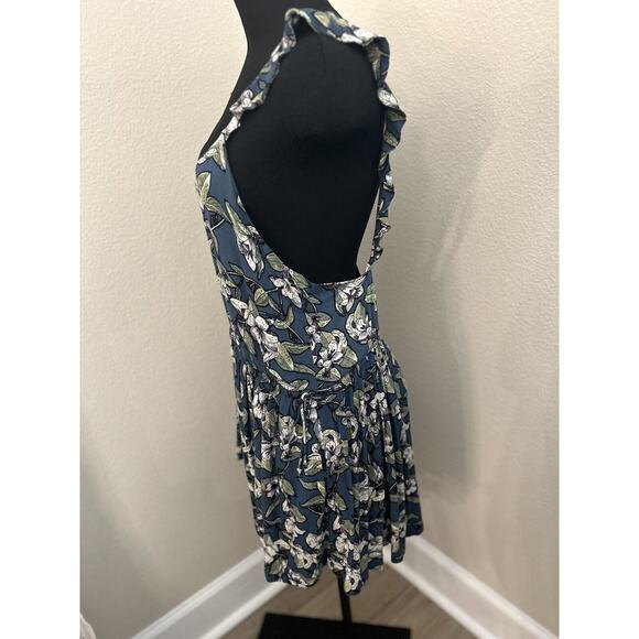 Free People Dear You Blue Floral Lined Mini Dress with pockets Size Small - Picture 2 of 9